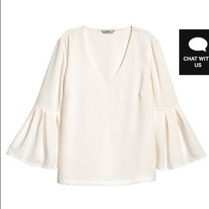 White Trumpet Sleeve Blouse